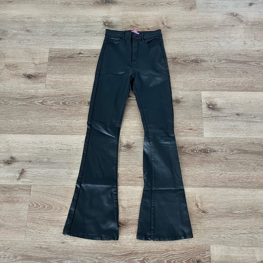 Edikted Black Faux Leather Flare Pants